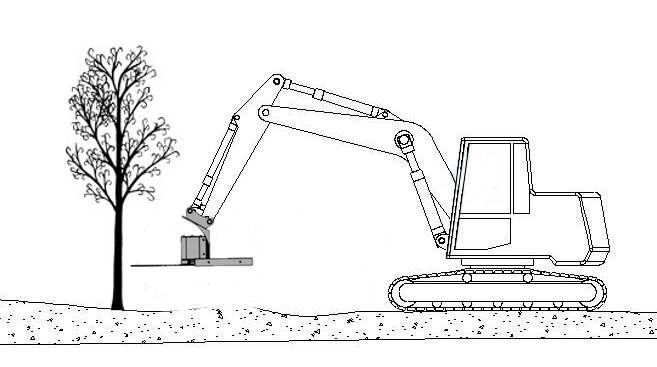 special bent head bracket for excavator saw cutting horizontally